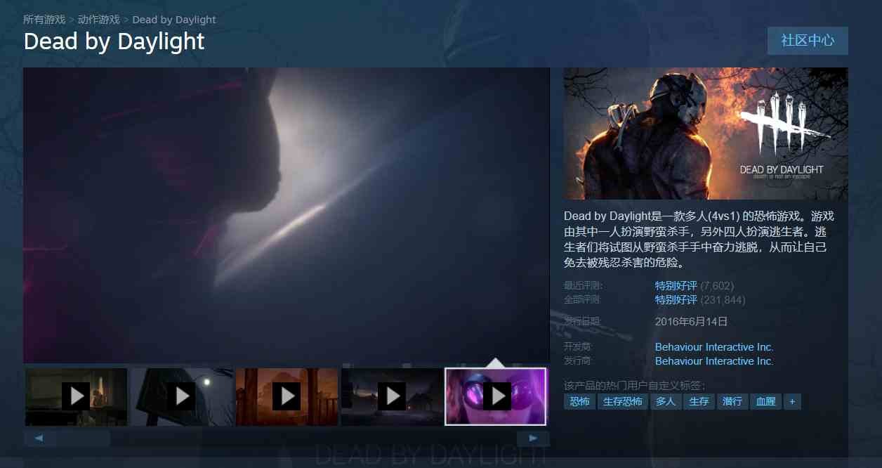 ██steam正版【黎明杀机】1vs4 禁播恐怖游戏 dead by daylight